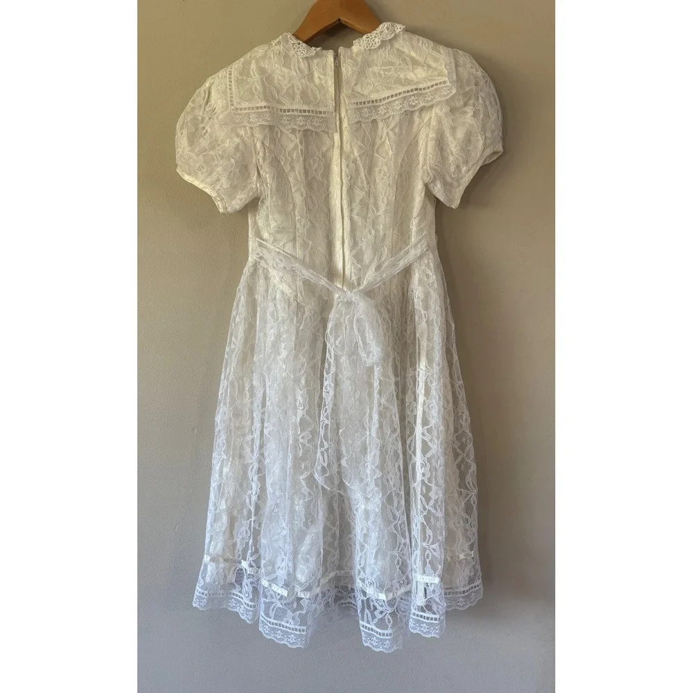 Vintage Gunne Sax J. McClintock White Lace Dress Sailor Collar Girl 10 Prairie